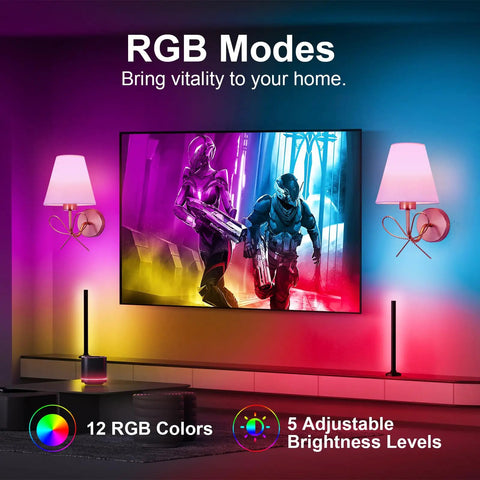 Modern Wireless Wall Sconce Set Of Two With Remote Dimmable Battery Powered LED Lamps next to RGB-lit TV setup