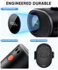 Close-up of Portable Waist Fan With 6 Speed Turbo Airflow And 15000 RPM, digital display, one-button control, tangle-free design