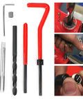 Thread Repair Kit For Female Threads M6x0.75 30 Piece Helicoil Thread Insert Set To Fix Stripped Holes And Damaged Internal Threads Easy Repair Tool For Metal And Automotive Applications, including drill and tap tools with inserts visible, used for metal repairs.