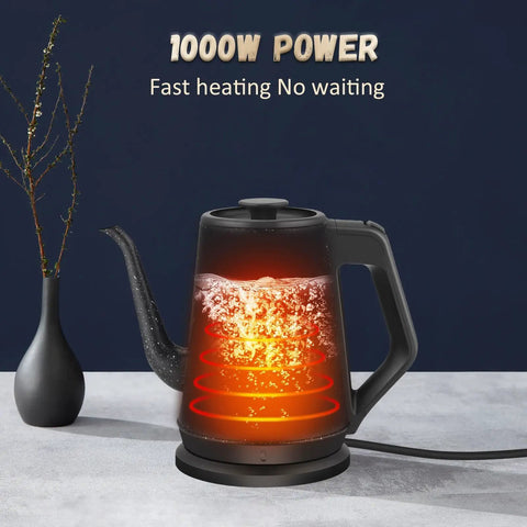 Electric Kettle With 1L Capacity And Gooseneck Spout, 1000W Quick Boil In 3 Minutes, 304 Stainless Steel Tea And Pour Over Coffee Kettle