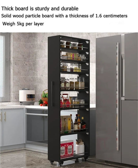 Seven Tier Narrow Rolling Cart With Slick Casters Fits Snug In Tight Kitchen Corners Hella Sturdy Slim Storage Rack With Sure Grip Handle And Bold Red Finish For Cooking Essentials