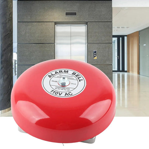 Beefy 95dB Electric Fire Alarm Bell CB-6B Ringing Bell 150mm 5.9in for School Home Factory 110V AC in modern hallway