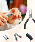 Person using DIY Jewelry Repair Kit with pliers, jump rings, and tools for crafting and quick repairs.