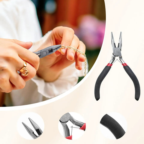 Person using DIY Jewelry Repair Kit with pliers, jump rings, and tools for crafting and quick repairs.