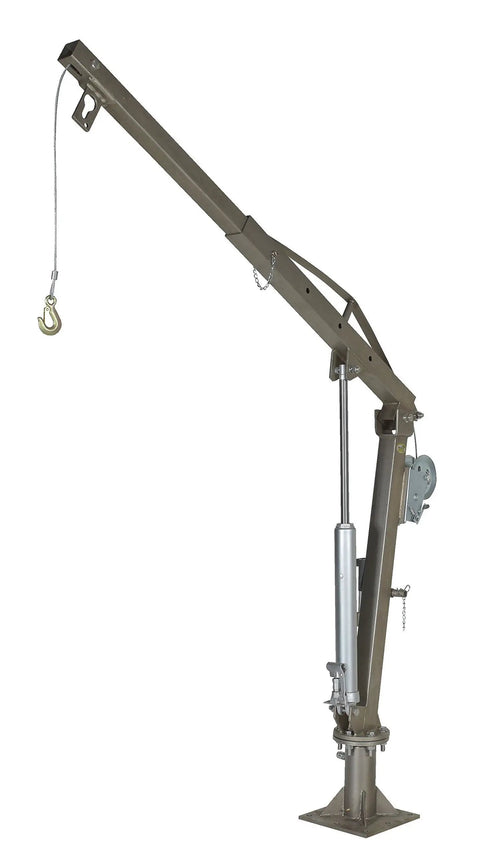 Heavy Duty Stainless Steel Truck Jib Crane With 1000 Lb Capacity And Telescoping Boom for lifting heavy items.