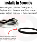 Replacement Lid Seal Gaskets For Yeti Rambler Magslider And Original Lids 30 Oz Lid Size Fits Beast Chillout Fire And Ice Hogg Mossy Oak Ozark Trail Rtic Travel Mugs Three Pack Durable Gasket Set For Leak Proof Performance, shown with lid install instructions