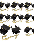 Heavy Duty 2 Way Lockable Gate Latch Kit for Round Tube Fences 8 pack with black metal latches and gold hooks, ideal for secure property use.