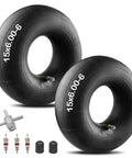 Heavy Duty 15x6.00-6 Inner Tube Replacement For 6.00/6.50-6 Tires With TR87 Bent Valve Stem, includes valve tools, 2 Pack
