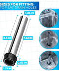 Stainless Steel Bar Sink Overflow Pipe 7.48 Inches Long With Chrome Finish Built To Last Kitchen And Bathroom Drain Stopper For 1.75 Inch Drains