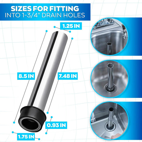 Stainless Steel Bar Sink Overflow Pipe 7.48 Inches Long With Chrome Finish Built To Last Kitchen And Bathroom Drain Stopper For 1.75 Inch Drains