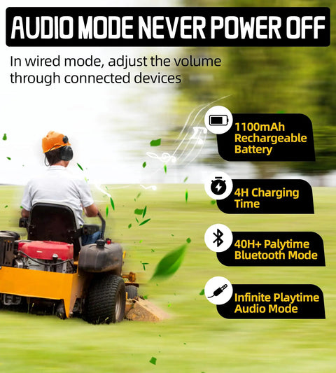 Hard Hat Compatible Bluetooth Hearing Protection Earmuffs With Noise Canceling Mic And 40 Hour Battery Life Built Rock Solid For The Job Site Or Lawn Work Keep Your Ears Protected While You Crank Up Tunes All Day Yellow