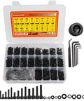 Hardcore 2040 Piece Metric Bolt Kit Hex Socket Screws M2 M3 M4 M5 Assortment in organized storage tray with black zinc plated screws.