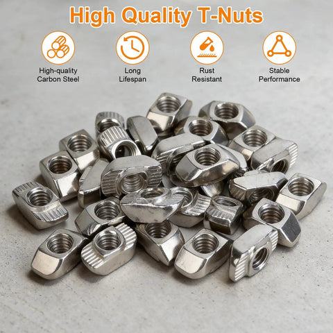 Heavy Duty M8 T Nut Screw Kit For 4040 4080 Aluminum Extrusion 60 Piece Set With 30 T Nuts And 30 Black Hex Socket Screws
