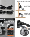 Heavy Duty Retractable Workbench Caster Kit Set Of Four With Hella Sturdy Side Mounting Brackets and 360° swivel function.
