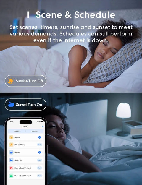 Smart Light Bulb 2 Pack With WiFi LED Bulbs Compatible With Apple HomeKit, Siri, Alexa, and SmartThings in bedroom scene