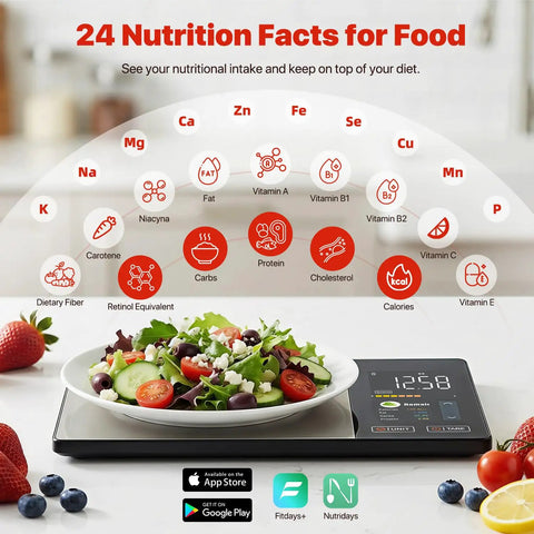 Smart Food Scale With Nutritional Calculator And App Sync For Accurate Calorie Fat Carbs And Protein Tracking Meal Prep