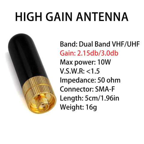 Compact Dual Band Ham Radio Short Antenna SMA Female Connector For VHF UHF Use 5 Cm Length 50 Ohm Impedance Low VSWR Under 1.5 Boosts Signal Range