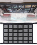 Solid Rig Overhead Cargo Net For Tesla Cybertruck adjustable nylon webbing straps mounted overhead for secure lightweight gear storage.
