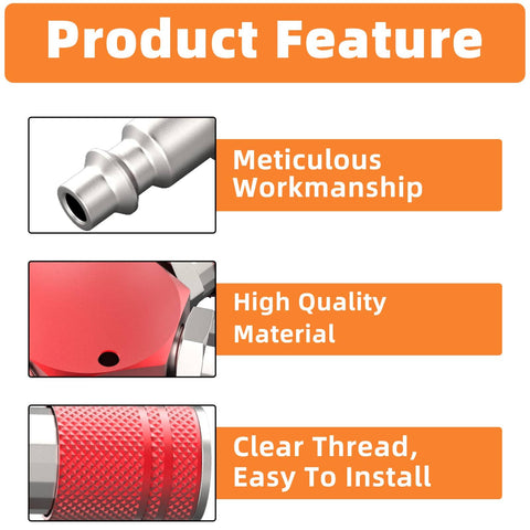 Product features of Red Aluminum 3 Way One Quarter Inch NPT Air Manifold With Hex Style Includes Three Steel Couplers