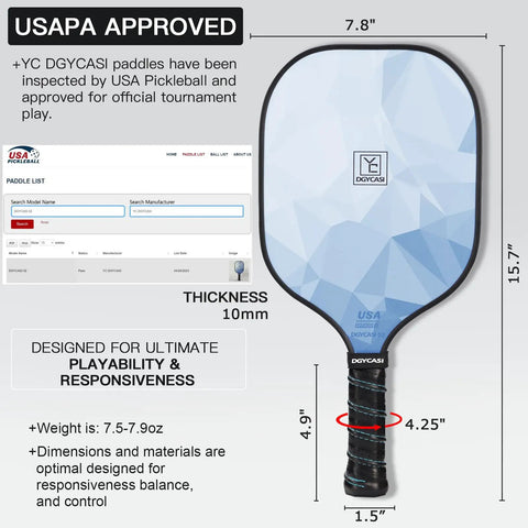 Lightweight Fiberglass Pickleball Paddles Set Of 2 With Honeycomb Core And Grippy Handle For Superior Spin And Control USAPA Approved