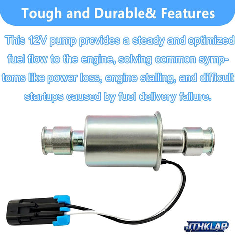 12V Inline Fuel Transfer Pump For Navistar DT466E DT530E HEUI Engines No Fuss Drop In Fit For 4000 7000 8000 Prostar Trucks Replacement OE 480234 433335790251C1, silver metal pump with connector