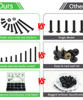 Comparison of M3 Screw And Nut Hardware Kit With Washers And Hex Wrench with other kits, showing multiple sizes, rust resistance, and labeled organization.