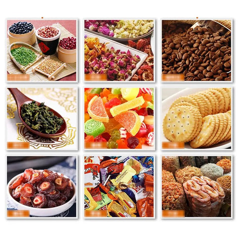 Solid Glass Coffee Containers With Shelf And Hella Secure Lids, Versatile Kitchen Food Storage Jars For Beans Sugar And Tea, 2 Pack image displaying assorted food items like beans, snacks, and tea.