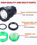 Two Pack 30mm Anti-Vandal and Anti-Corrosion Power Indicator Light parts with flame-retardant housing and green panel components