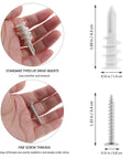 DIY Ready Drywall Self Drilling Anchors And Screws Kit showing plastic anchor and iron screw with dimensions