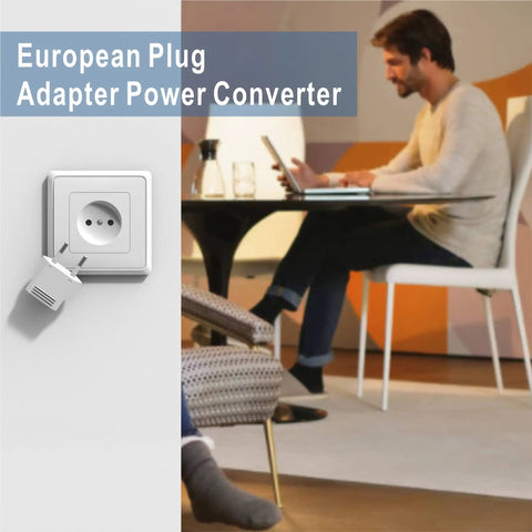 Six Pack US To Europe Plug Adapters For European Outlets 220V To 110V Travel Converter in living room setting