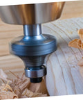 Top Mounted Bearing Guide For Router Bits Replacement Kit, Low Noise Double Shielded Design, shown in woodworking use