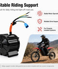 Beefed Up Replacement Electric Dirt Bike Motor And Ebike Drive Unit Built For Heavy Off Road Riding Compatible With IN 10 Models, showing motor with wires.