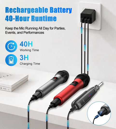 Ultra Long Range Wireless Microphone System With 262Ft Stable Transmission And 40Hour Battery For Low Latency Studio Sound