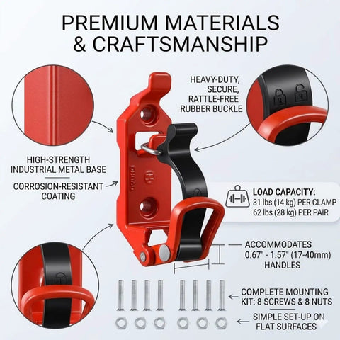 Heavy Duty Shovel Mount For Roof Rack With Metal Rubber Axe Holder And Quick Release Clamps For Trucks Red Roof Rack Brackets Set Of 2