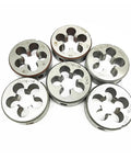 Pro Grade 7/16-14 UNC Thread Tap And Round Die Set with multiple round dies for machining, different TPI sizes visible