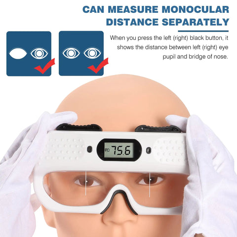 PD Meter Pupil Distance Ruler Pupilometer With Memory Function For Easy At Home Eye Checks And Glasses Fit No Brainer PD Readings CE Certified Optical Tool on mannequin face