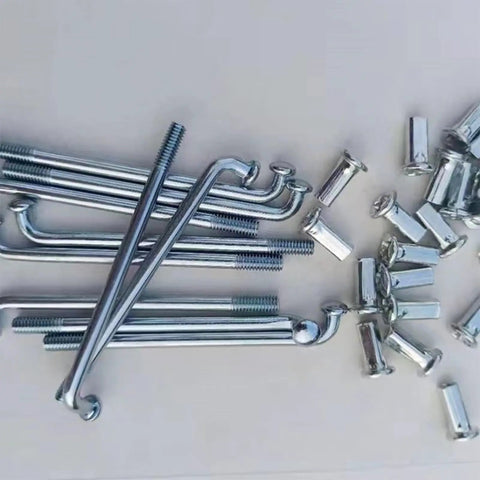 Set Of 20 4Mm Diameter 8G Spokes With Nipples For Electric Vehicles Beefed Up Heavy Duty Rust Resistant Steel Spokes, top view