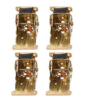Lockable Folding Table Leg Hinges In SPCC Steel, 4 Pack, gold-finish, spring-loaded for folding workbenches and bed legs.
