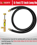 Cool HVAC Evacuation Kit With Upgraded 1/2 Hose For Fast A/C Repair And Refrigerant Service On R410a, R134a, And More Units Made Easy. 6-foot hose and brass fittings