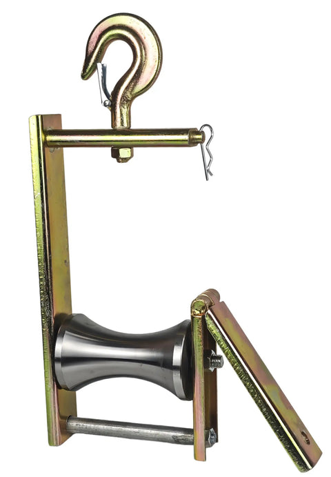 Heavy Duty Steel Cable Puller Sheave And Wire Feed Pulley Block Rated For Four Thousand Pounds, featuring a strong hook and durable metal frame.