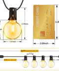 Weatherproof 50Ft Outdoor String Lights With 25 Edison Bulbs And 2 Spare LEDs, IP45 Waterproof and Shatterproof dimensions
