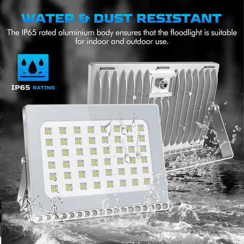 300W LED Flood Light Outdoor Security Lighting, 24000 Lumens, IP67 Waterproof, Slim Design, Daylight White 6000K, 120 Degree Beam