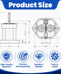 Product size diagram of Rock Solid Heavy Duty High Voltage Direct Current Contactor 1000VDC 100 Ampere SPST Normally Open Switch.
