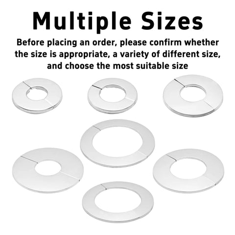 Top Shelf 304 Stainless Steel Pipe Trim Ring Self Adhesive Escutcheon Plate variety of sizes for kitchen and bath installations.