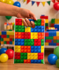 Pack Of Thirty Building Block Favor Bags With Reinforced Handles For Kids Treats And Candy, 10x6.5 inch, colorful design