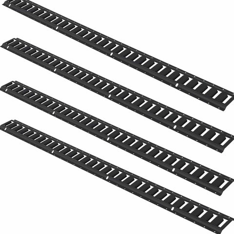 4 black rails from 5 Foot E Track Tie Down Rail Kit With 18 Pieces, Heavy Duty 2000 Lb Load Capacity For Cargo And Motors displayed