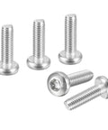 Rock Solid M6 X 20mm Pan Head T30 Torx Security Machine Screws 316 Stainless Steel Silver, five screws shown.