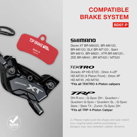 Gnarly Stopping Power Mountain Bike Brake Pads For Shimano Saint BR M810 M820 XTR M9120 Tektro TRP 4 Piston Ceramic Compound in package