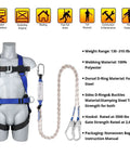 Fall Protection Safety Harness Kit For Roofing, full body harness with shock absorbing lanyard and waist pad, construction use