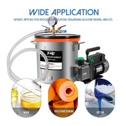 PB Motor Tech 5-gallon vacuum chamber kit with 4.5 CFM vacuum pump and tempered glass lid
